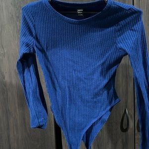 Long sleeve blue bodysuit
